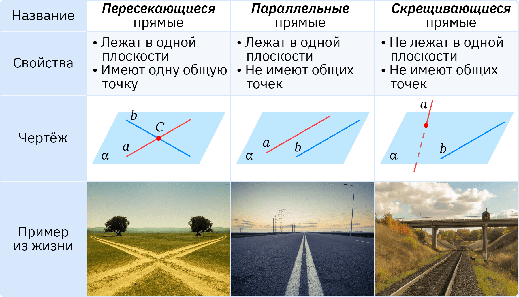 Облако знаний. Примеры взаимного расположения прямых в пространстве.  Математика. 6 класс